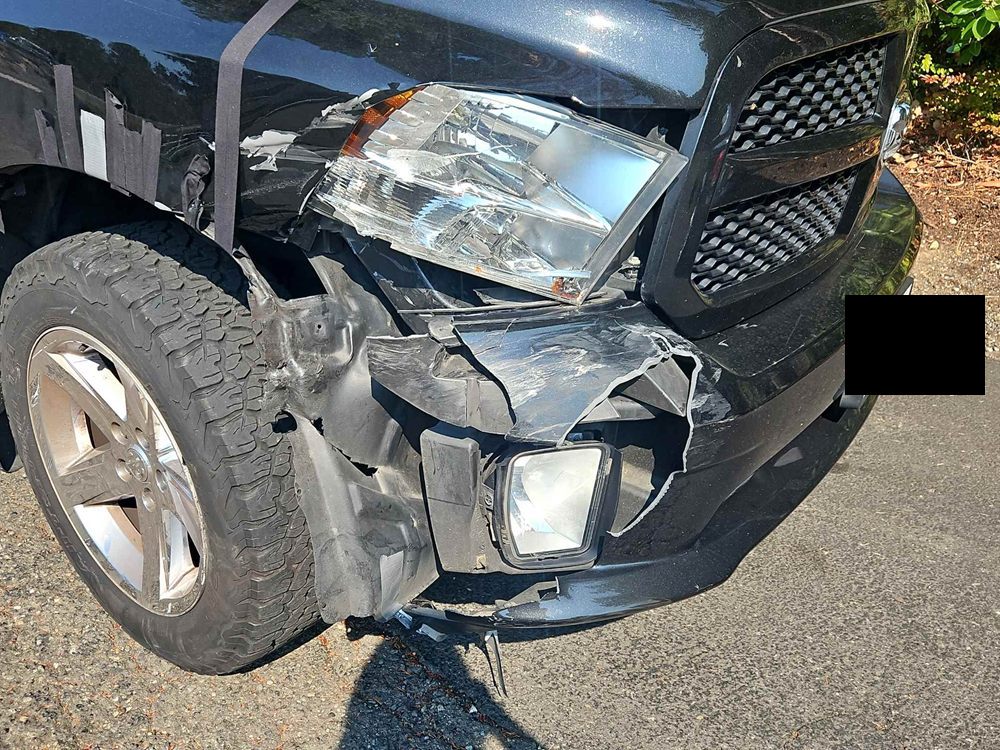 Ram 1500 front-end collision damage before repair